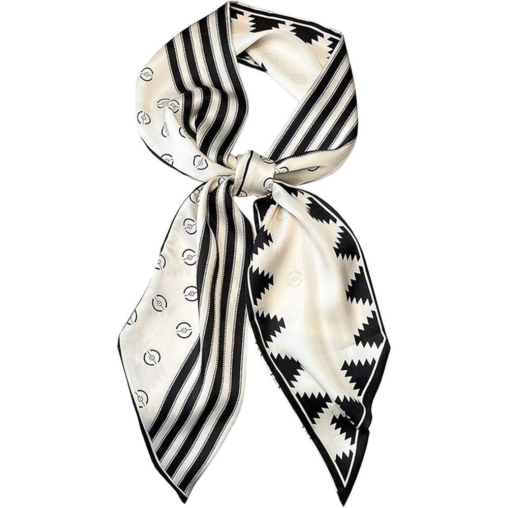 Women's black and White Purse Scarf For Handbags Silky Long Bag Scarfs Skinny